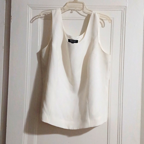 This is a fully lined sleeveless top. The color is ivory. - Picture 1 of 2